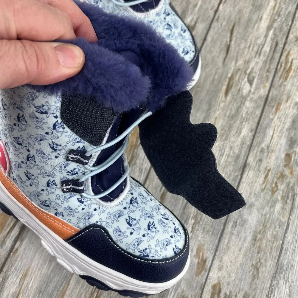 Toddler Bluey Winter Boot Shoes Faux Fur Trim Size 11